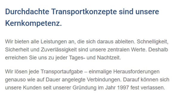 Transportaufgaben in Bad Dürrheim
